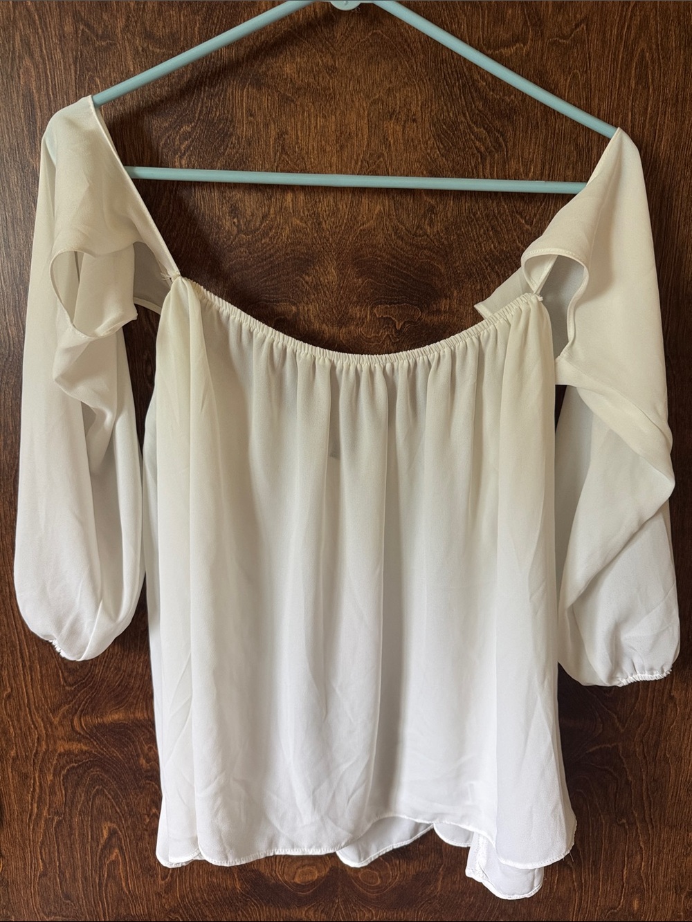White Off-Shoulder Flutter Sleeve Women's Top